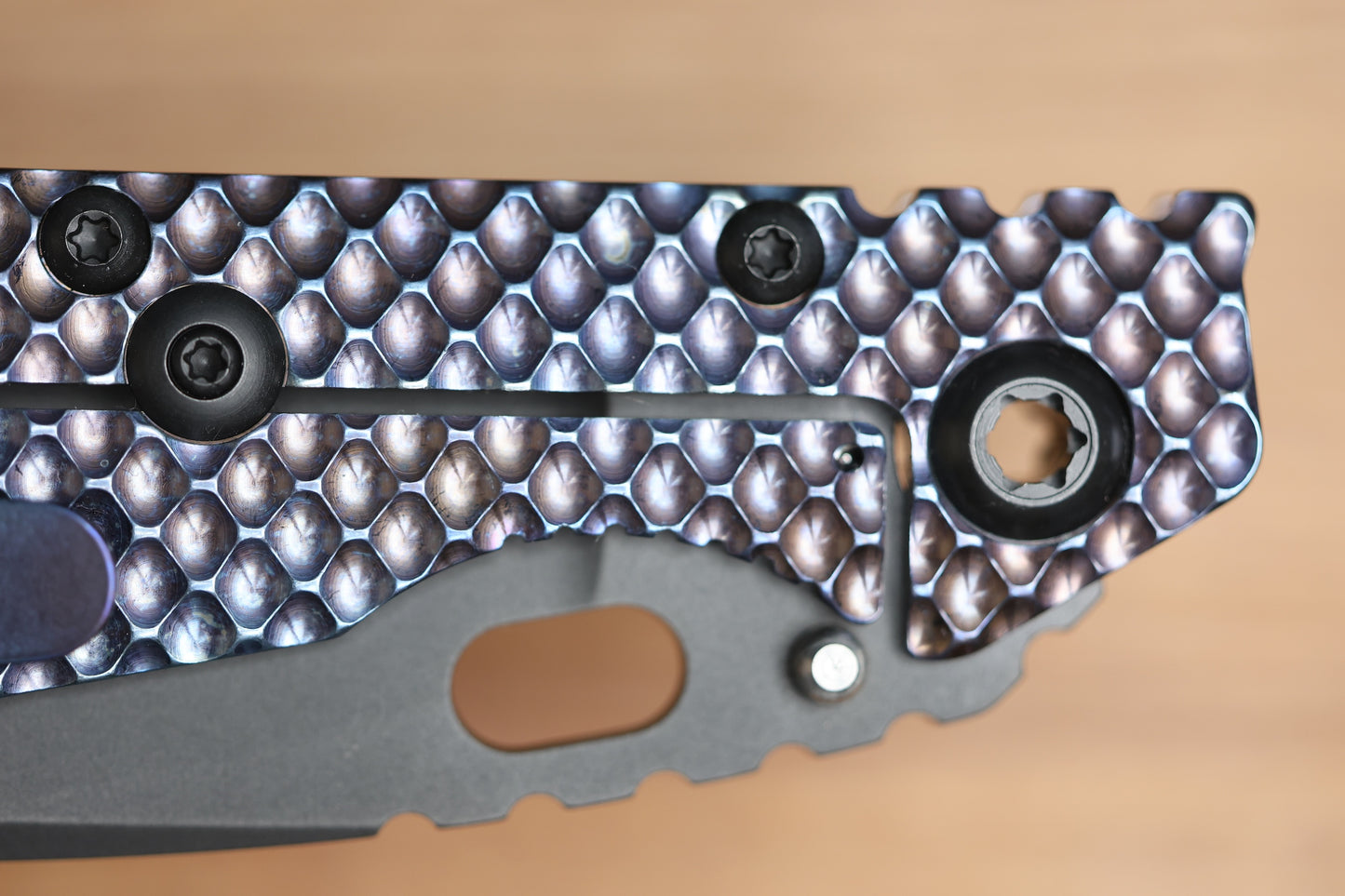 STRIDER KNIVES SMF DGG - HEAT COLORED TITANIUM HANDLE - DROP POINT 20CV BLADE