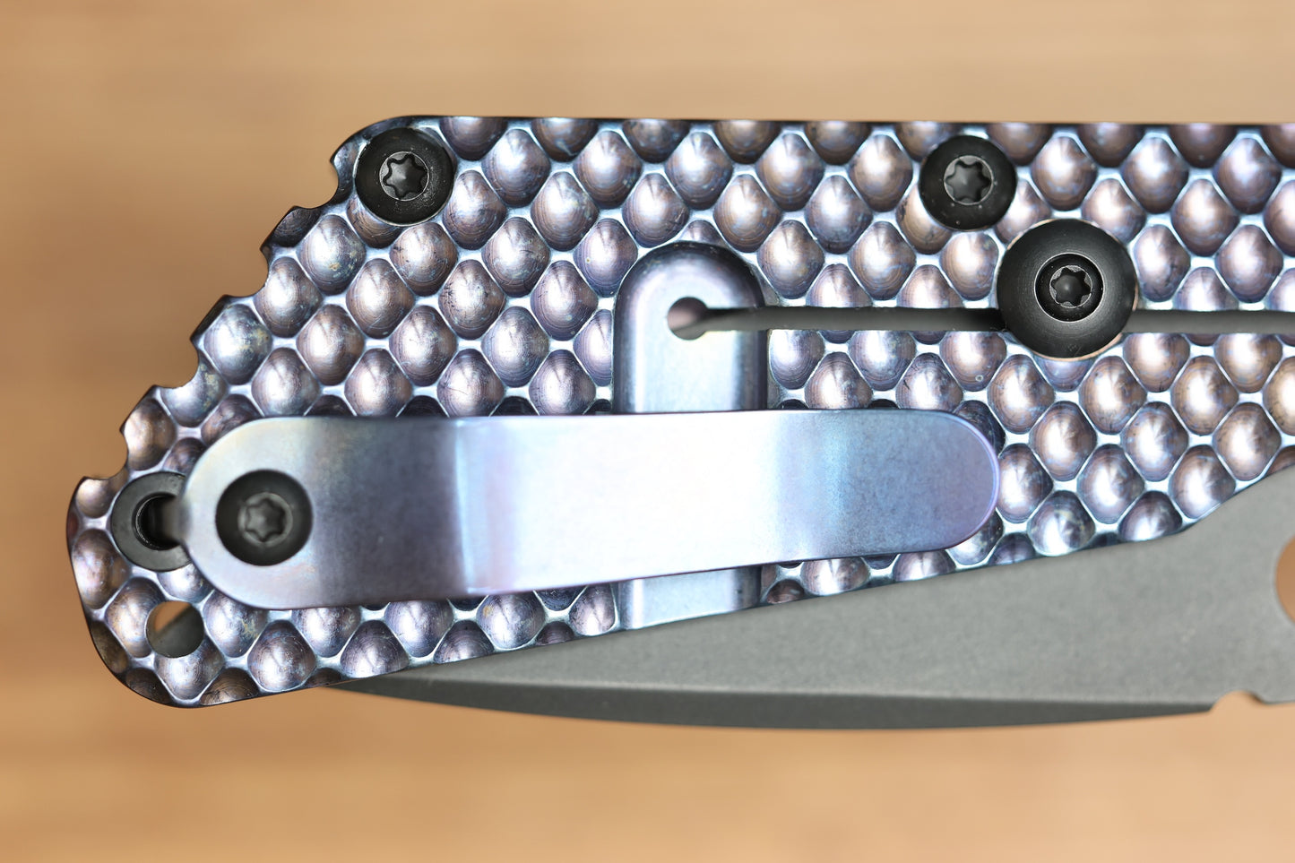 STRIDER KNIVES SMF DGG - HEAT COLORED TITANIUM HANDLE - DROP POINT 20CV BLADE