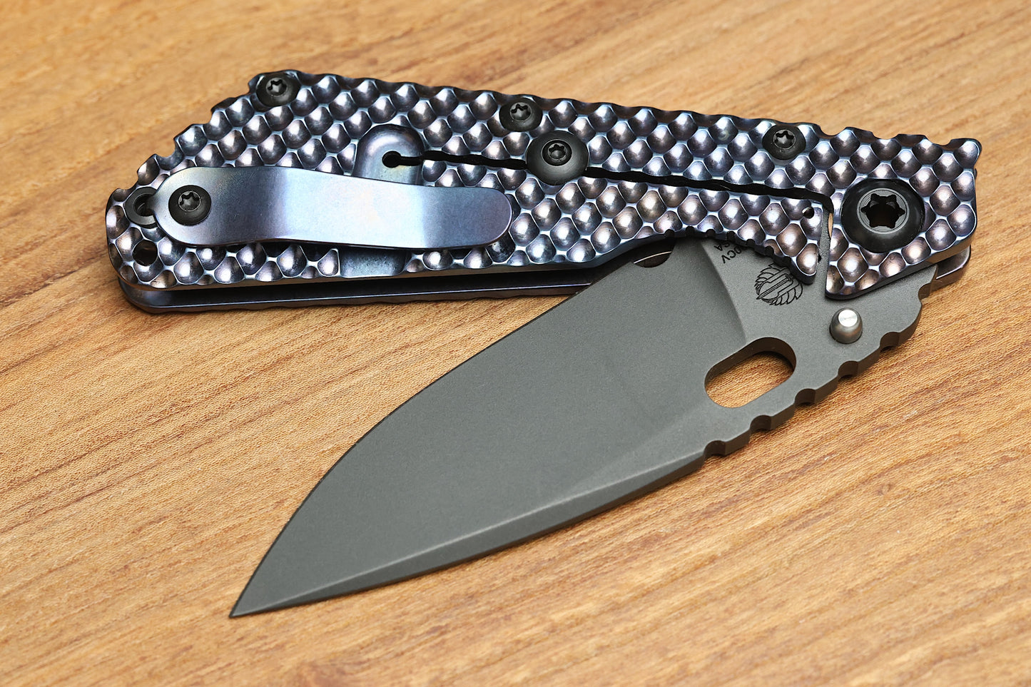 STRIDER KNIVES SMF DGG - HEAT COLORED TITANIUM HANDLE - DROP POINT 20CV BLADE
