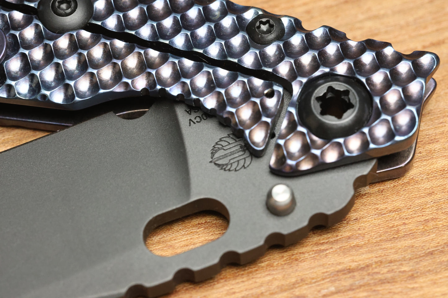 STRIDER KNIVES SMF DGG - HEAT COLORED TITANIUM HANDLE - DROP POINT 20CV BLADE