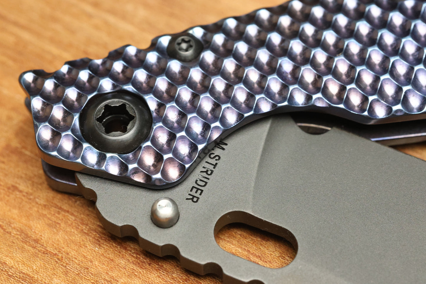 STRIDER KNIVES SMF DGG - HEAT COLORED TITANIUM HANDLE - DROP POINT 20CV BLADE