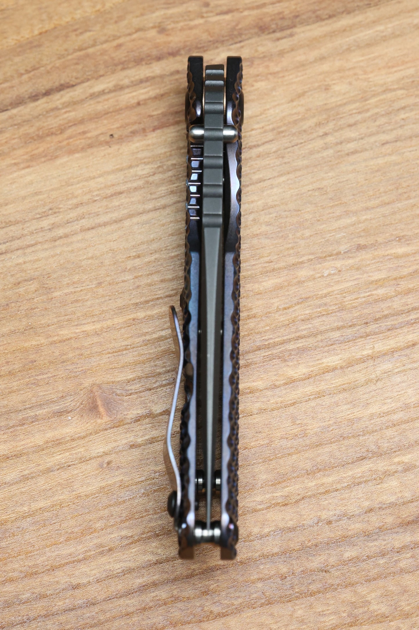 STRIDER KNIVES SMF DGG - HEAT COLORED TITANIUM HANDLE - DROP POINT 20CV BLADE