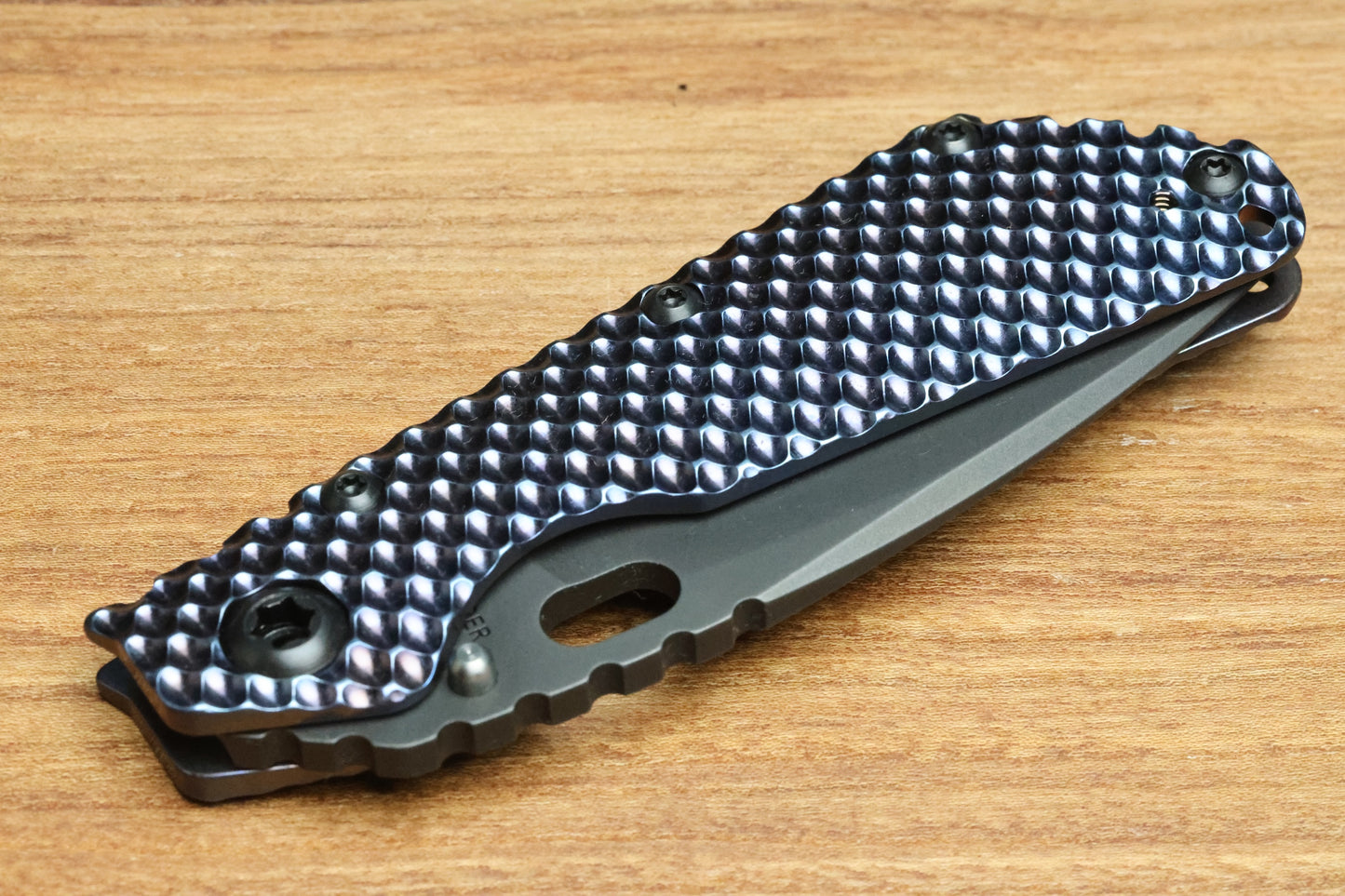 STRIDER KNIVES SMF DGG - HEAT COLORED TITANIUM HANDLE - DROP POINT 20CV BLADE