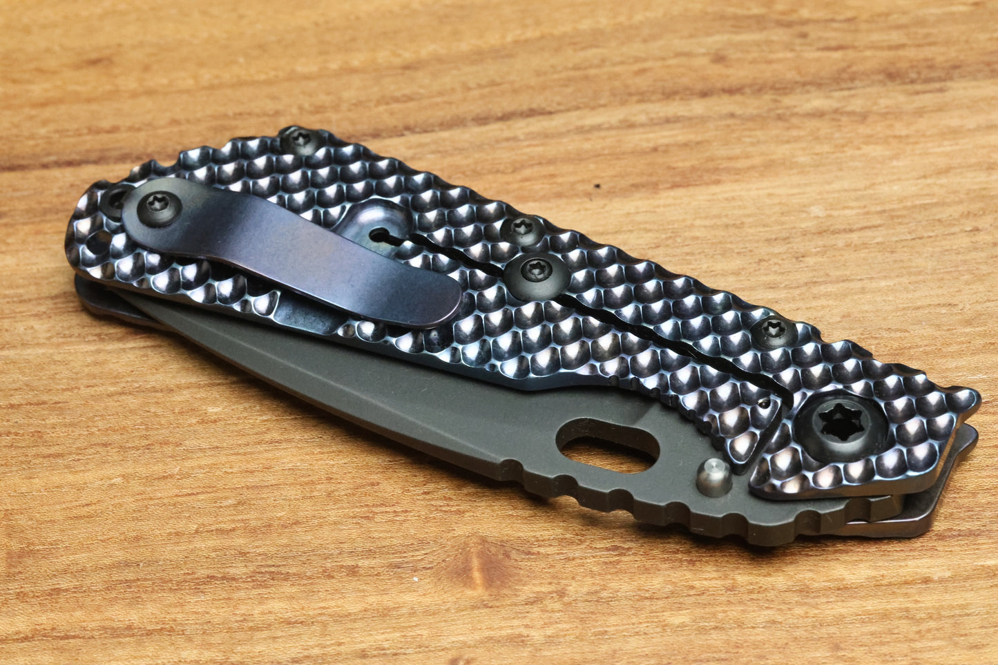 STRIDER KNIVES SMF DGG - HEAT COLORED TITANIUM HANDLE - DROP POINT 20CV BLADE