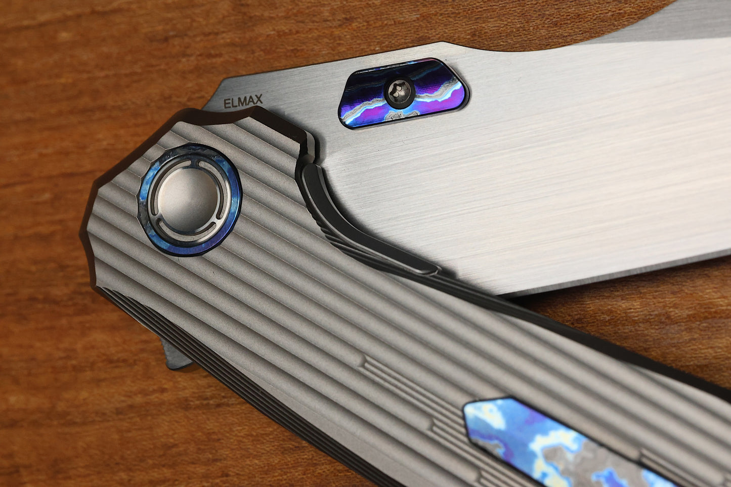 REATE KNIVES MANTIS - MILLED TITANIUM ZIRCUTI ACCENTS - HAND SATIN ELMAX BLADE