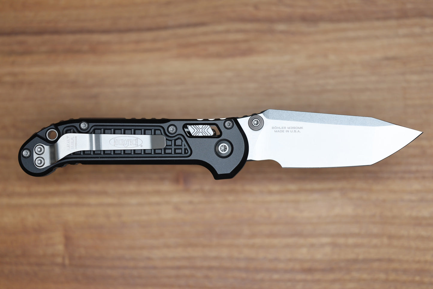 MICROTECH KNIVES LUDT RAM-LOK W/ BLACK FRAG HANDLE & STONEWASH TANTO 1136RL-10FR