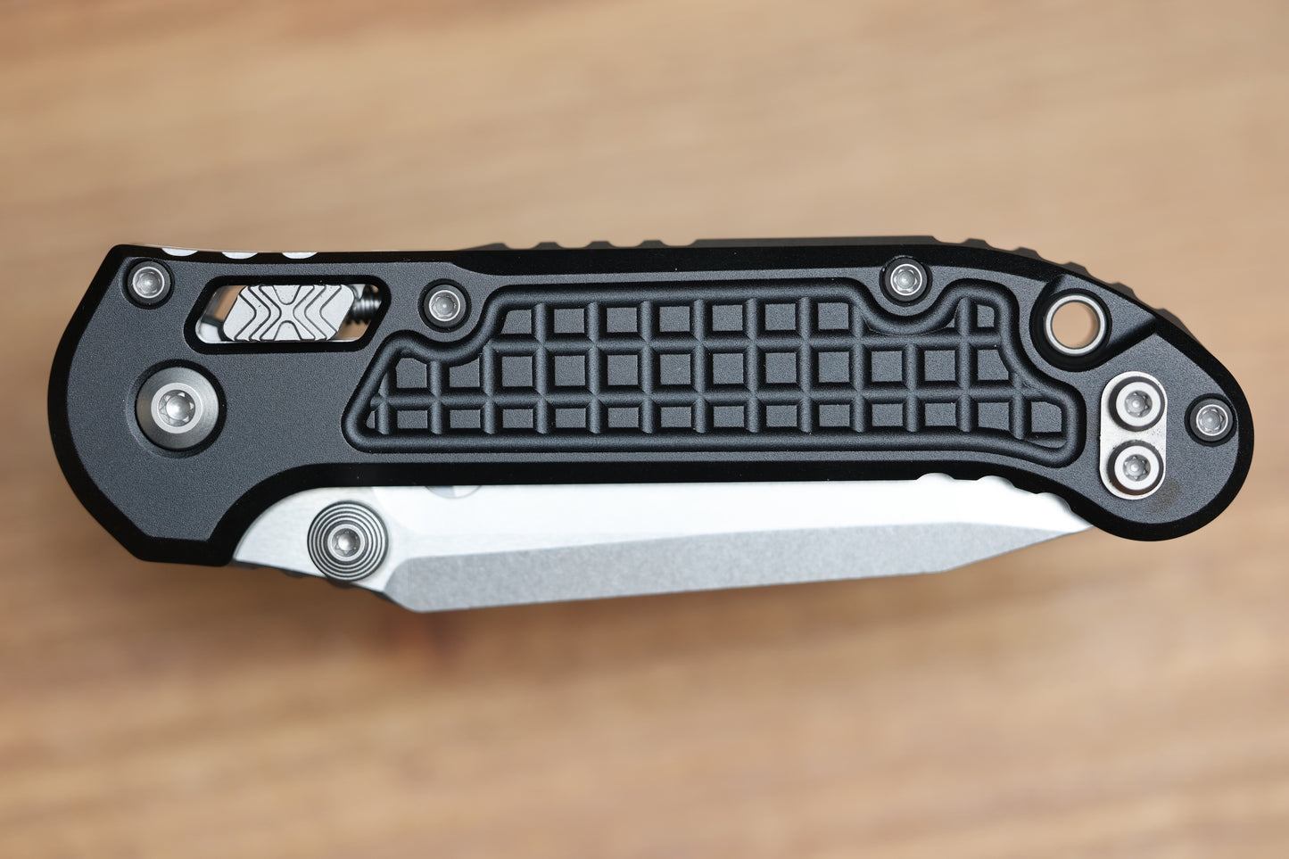 MICROTECH KNIVES LUDT RAM-LOK W/ BLACK FRAG HANDLE & STONEWASH TANTO 1136RL-10FR