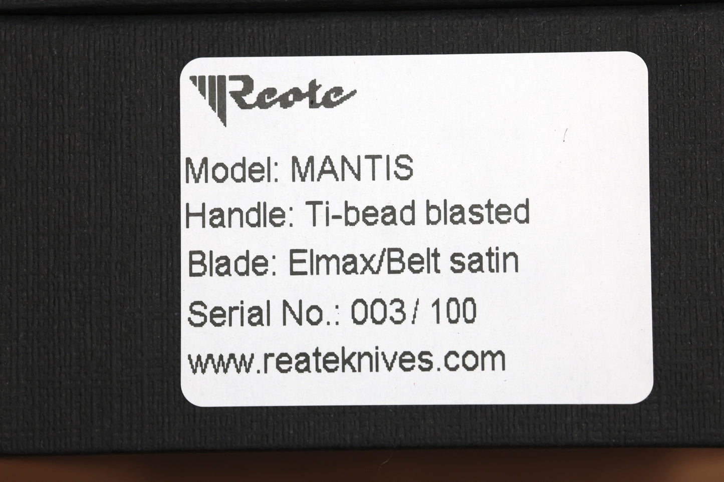 REATE KNIVES MANTIS- TITANIUM HANDLE - ELMAX SATIN BLADE