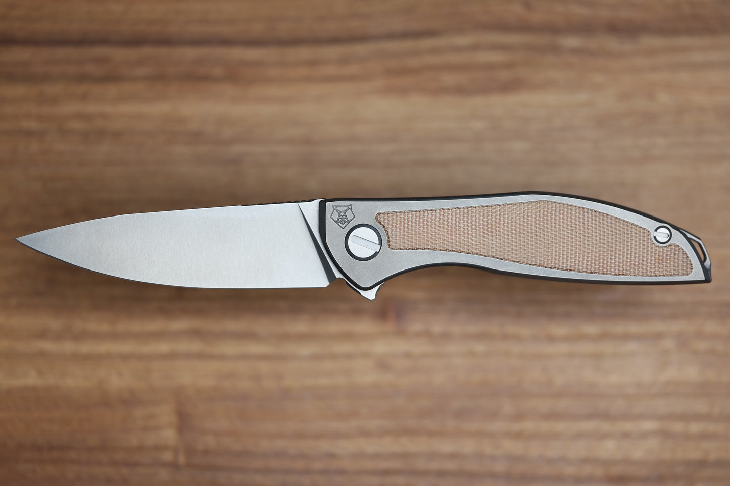 SHIROGOROV NEON NL - ELMAX BLADE - TITANIUM/NATURAL CANVAS MICARTA HANDLE - MRBS