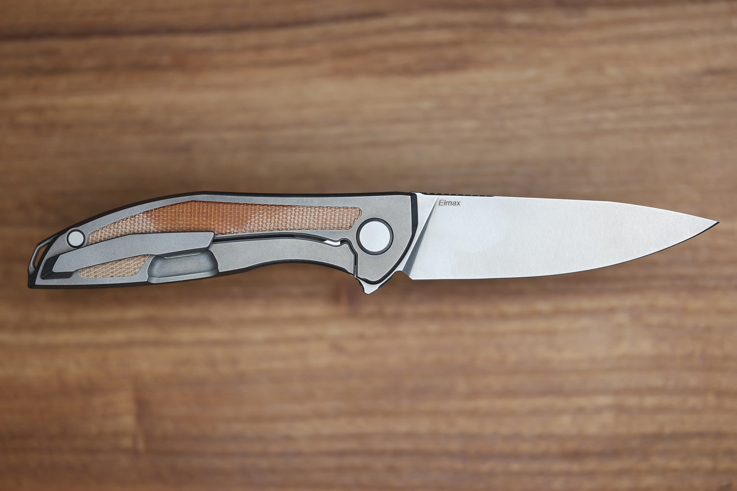 SHIROGOROV NEON NL - ELMAX BLADE - TITANIUM/NATURAL CANVAS MICARTA HANDLE - MRBS
