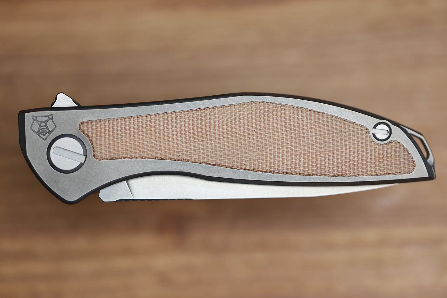 SHIROGOROV NEON NL - ELMAX BLADE - TITANIUM/NATURAL CANVAS MICARTA HANDLE - MRBS