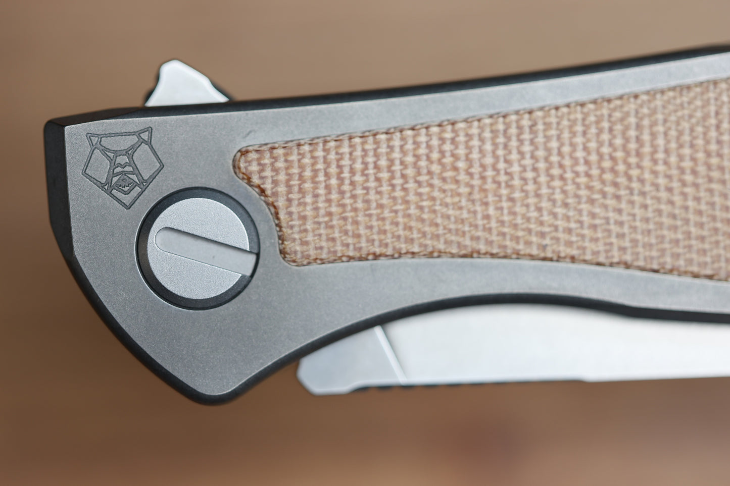 SHIROGOROV NEON NL - ELMAX BLADE - TITANIUM/NATURAL CANVAS MICARTA HANDLE - MRBS
