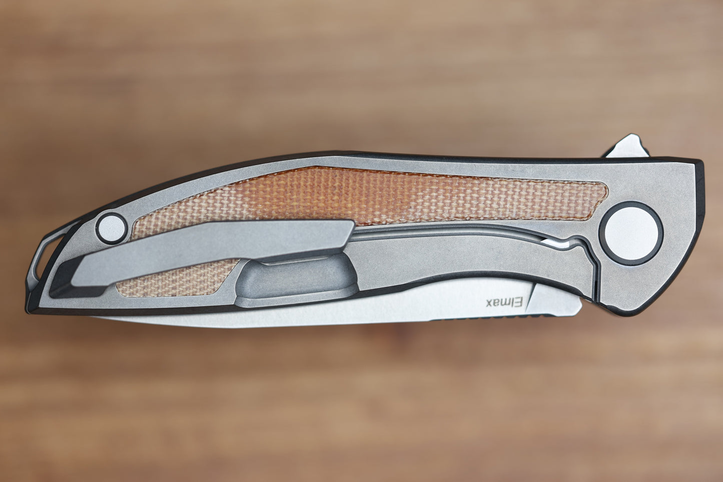 SHIROGOROV NEON NL - ELMAX BLADE - TITANIUM/NATURAL CANVAS MICARTA HANDLE - MRBS