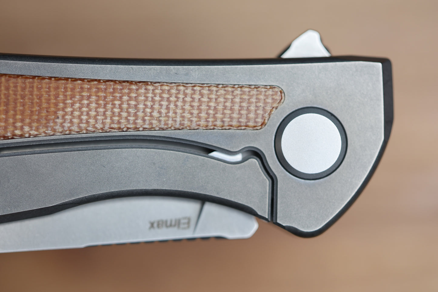 SHIROGOROV NEON NL - ELMAX BLADE - TITANIUM/NATURAL CANVAS MICARTA HANDLE - MRBS