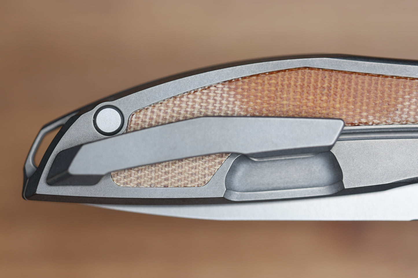 SHIROGOROV NEON NL - ELMAX BLADE - TITANIUM/NATURAL CANVAS MICARTA HANDLE - MRBS