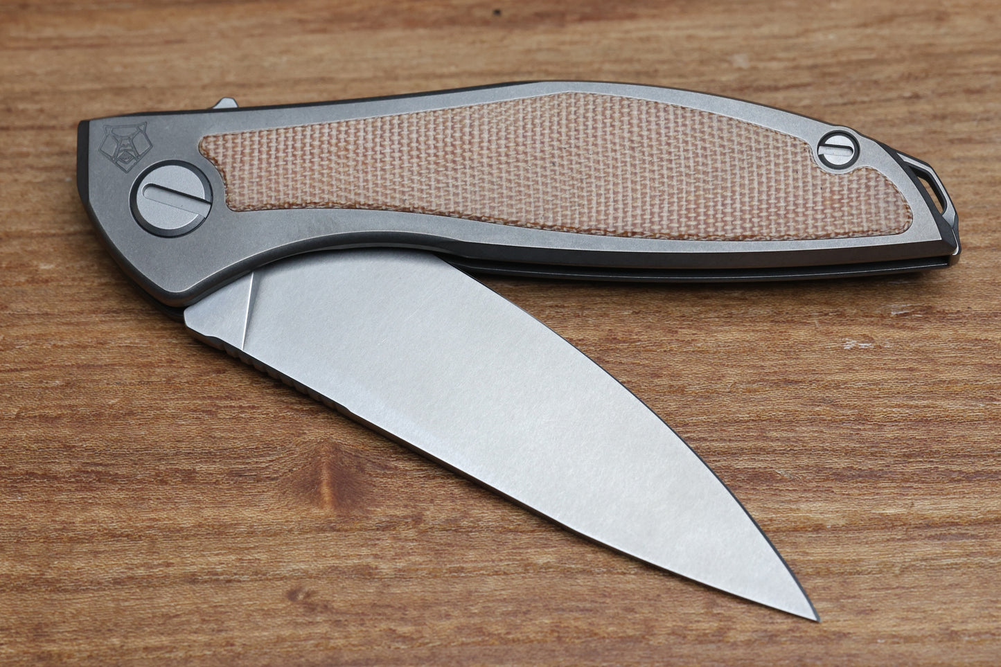 SHIROGOROV NEON NL - ELMAX BLADE - TITANIUM/NATURAL CANVAS MICARTA HANDLE - MRBS