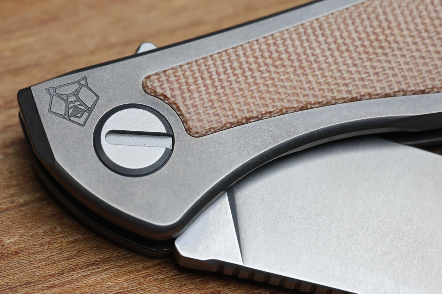 SHIROGOROV NEON NL - ELMAX BLADE - TITANIUM/NATURAL CANVAS MICARTA HANDLE - MRBS