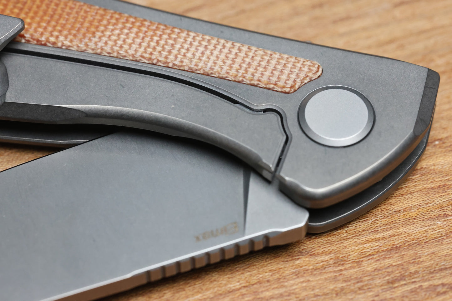 SHIROGOROV NEON NL - ELMAX BLADE - TITANIUM/NATURAL CANVAS MICARTA HANDLE - MRBS