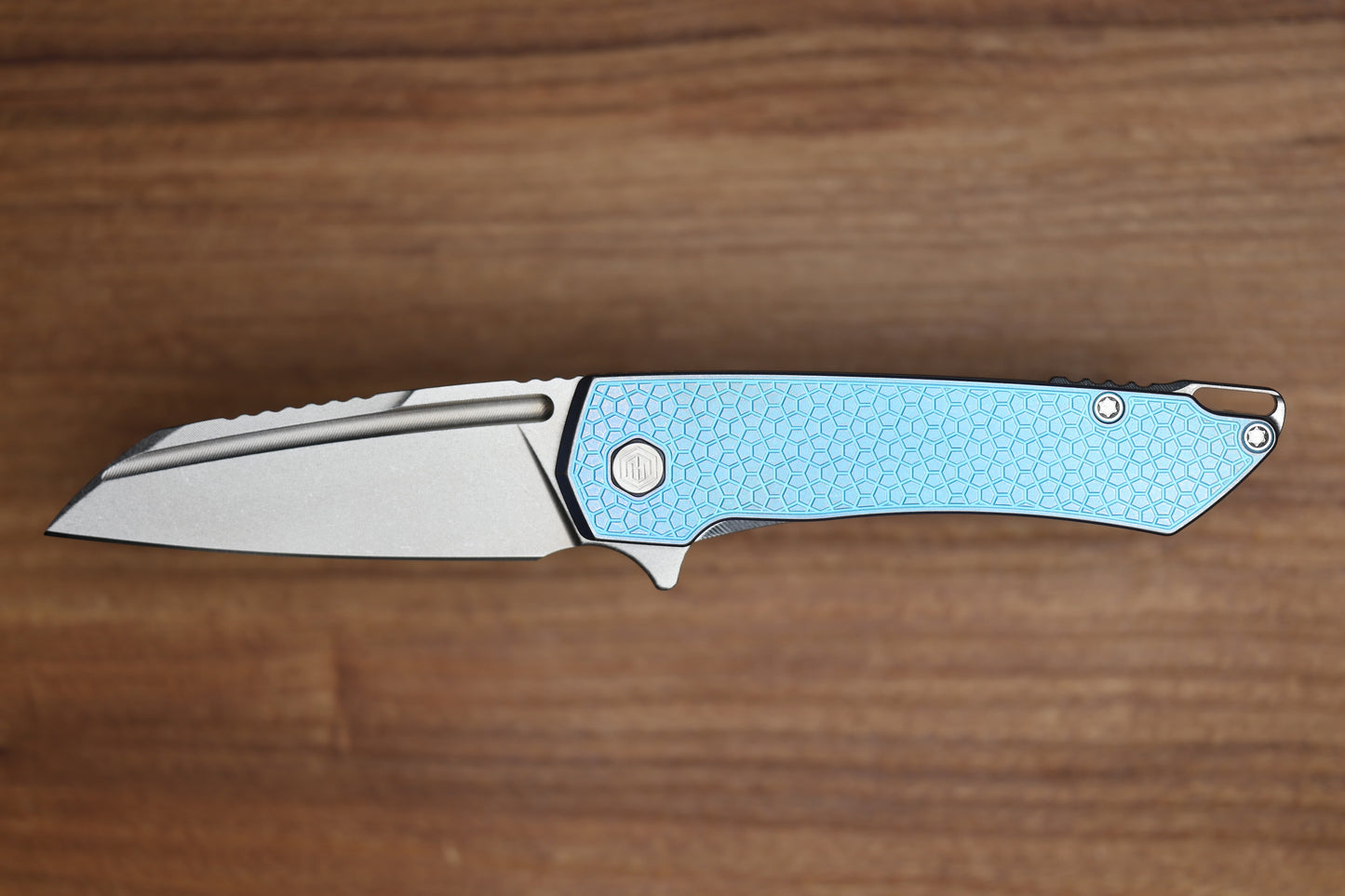 MACHINEWISE MOJAVE #1392 MILLED PATTERN BLUE ANO TITANIUM AND S90V BLADE