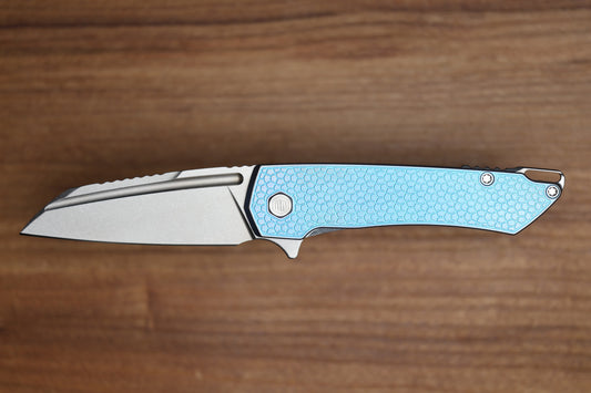 MACHINEWISE MOJAVE #1392 MILLED PATTERN BLUE ANO TITANIUM AND S90V BLADE