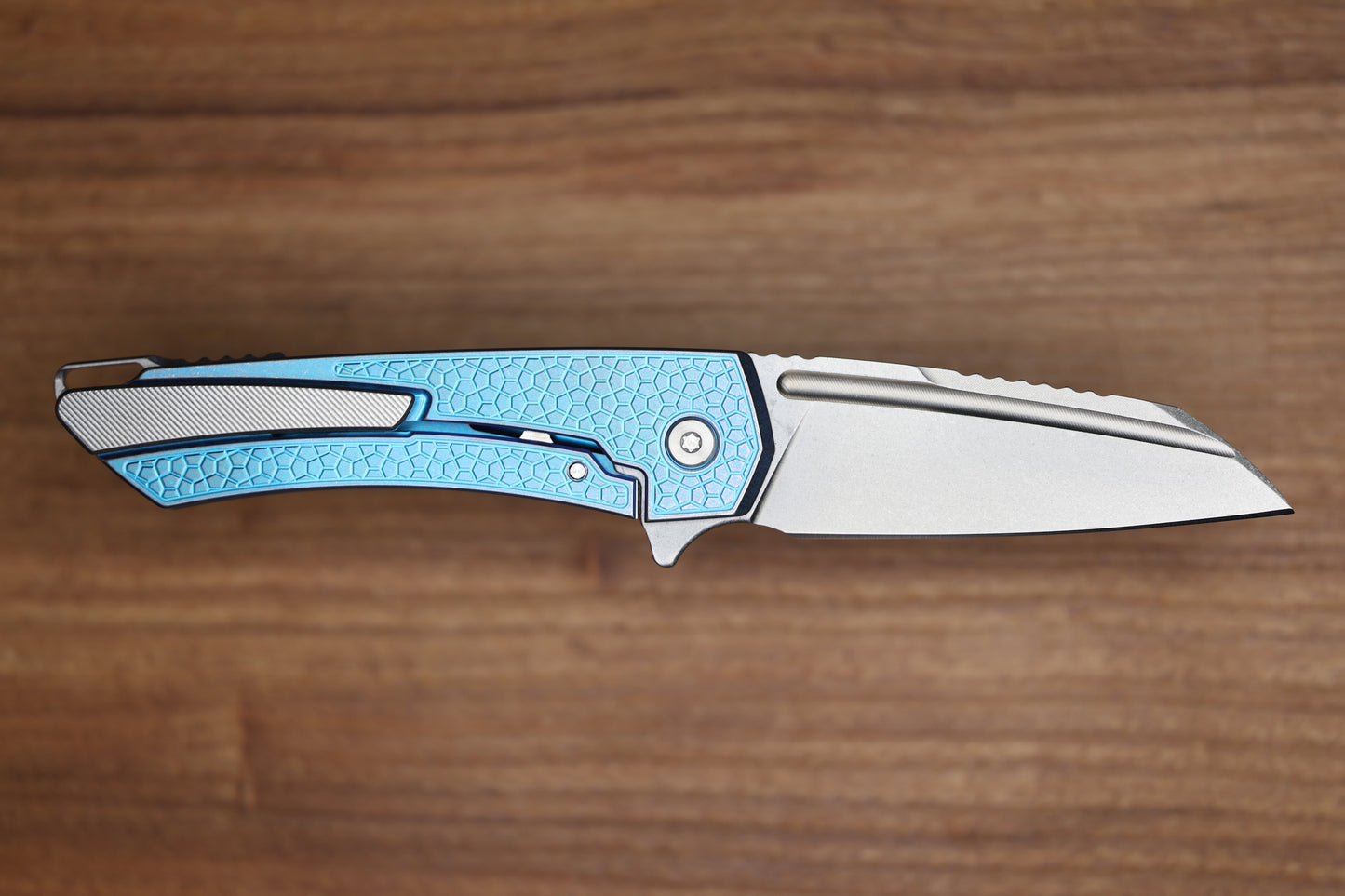 MACHINEWISE MOJAVE #1392 MILLED PATTERN BLUE ANO TITANIUM AND S90V BLADE