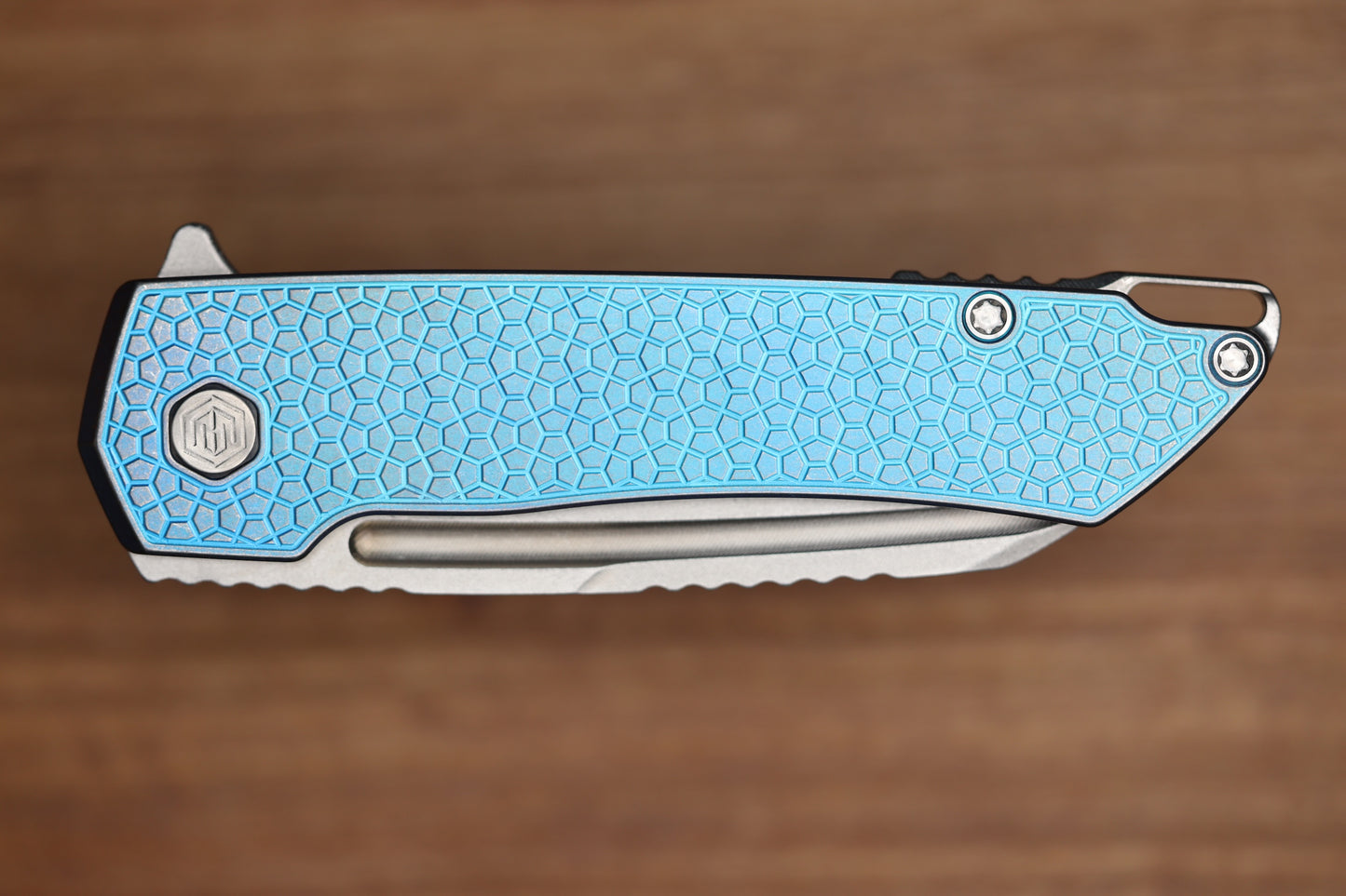 MACHINEWISE MOJAVE #1392 MILLED PATTERN BLUE ANO TITANIUM AND S90V BLADE