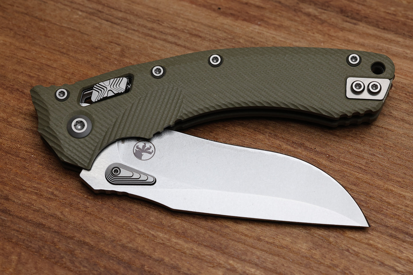 MICROTECH AMPHIBIAN RAM LOK OD GREEN FLUTED G-10 & STONEWASH M390MK 137RL-10 FLGTOD