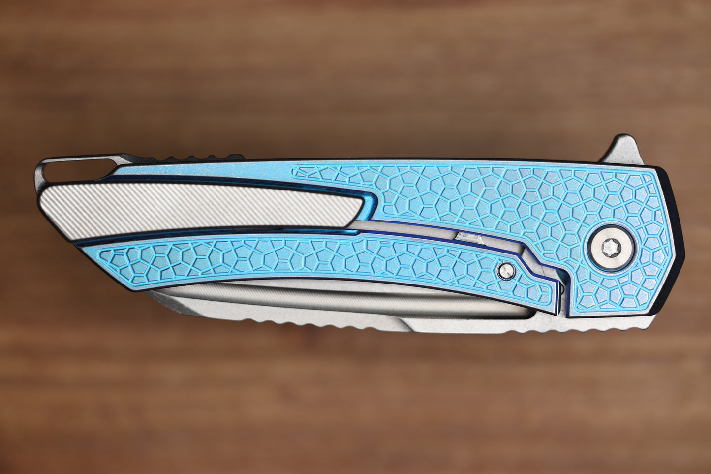 MACHINEWISE MOJAVE #1392 MILLED PATTERN BLUE ANO TITANIUM AND S90V BLADE