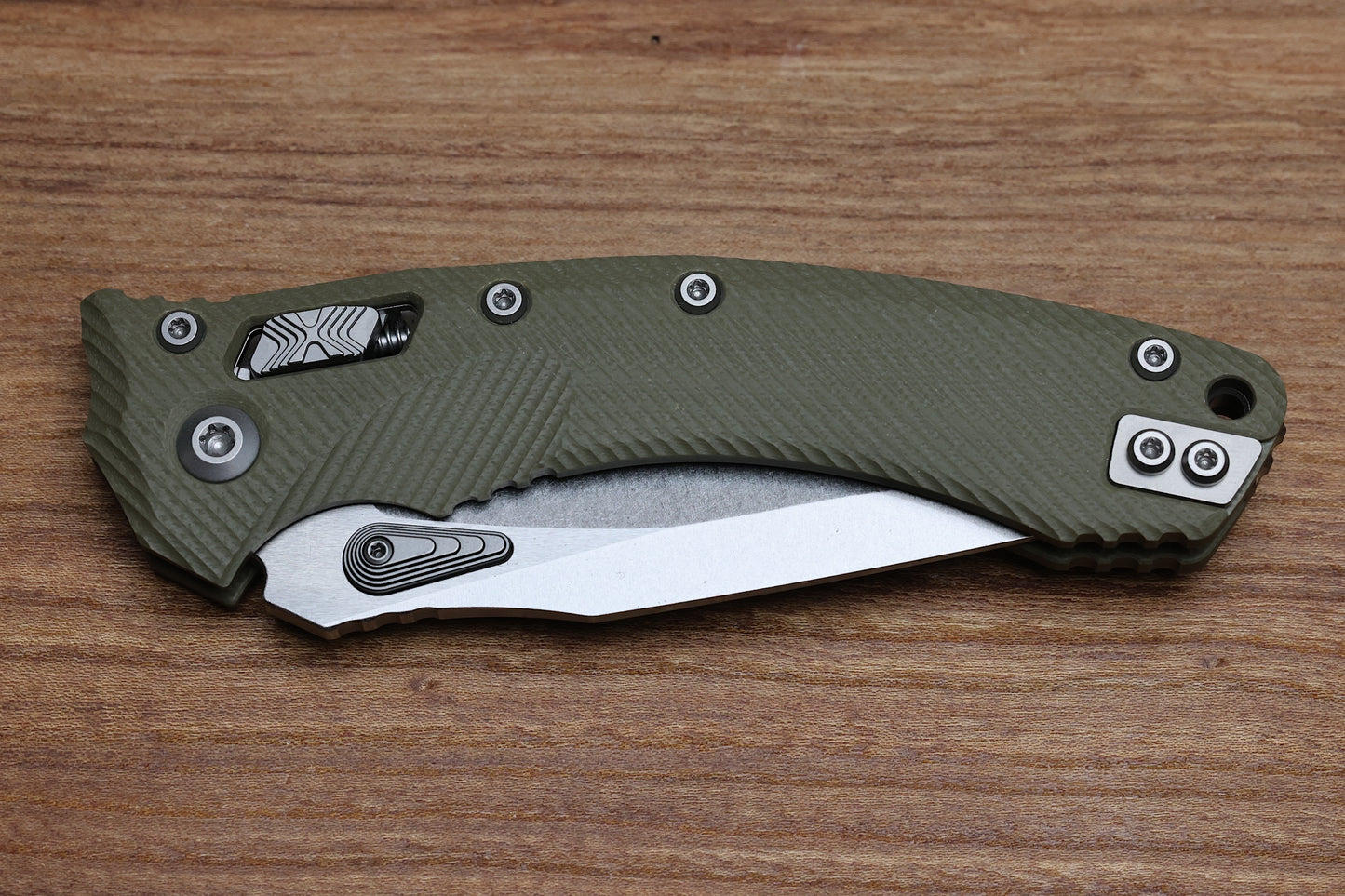 MICROTECH AMPHIBIAN RAM LOK OD GREEN FLUTED G-10 & STONEWASH M390MK 137RL-10 FLGTOD