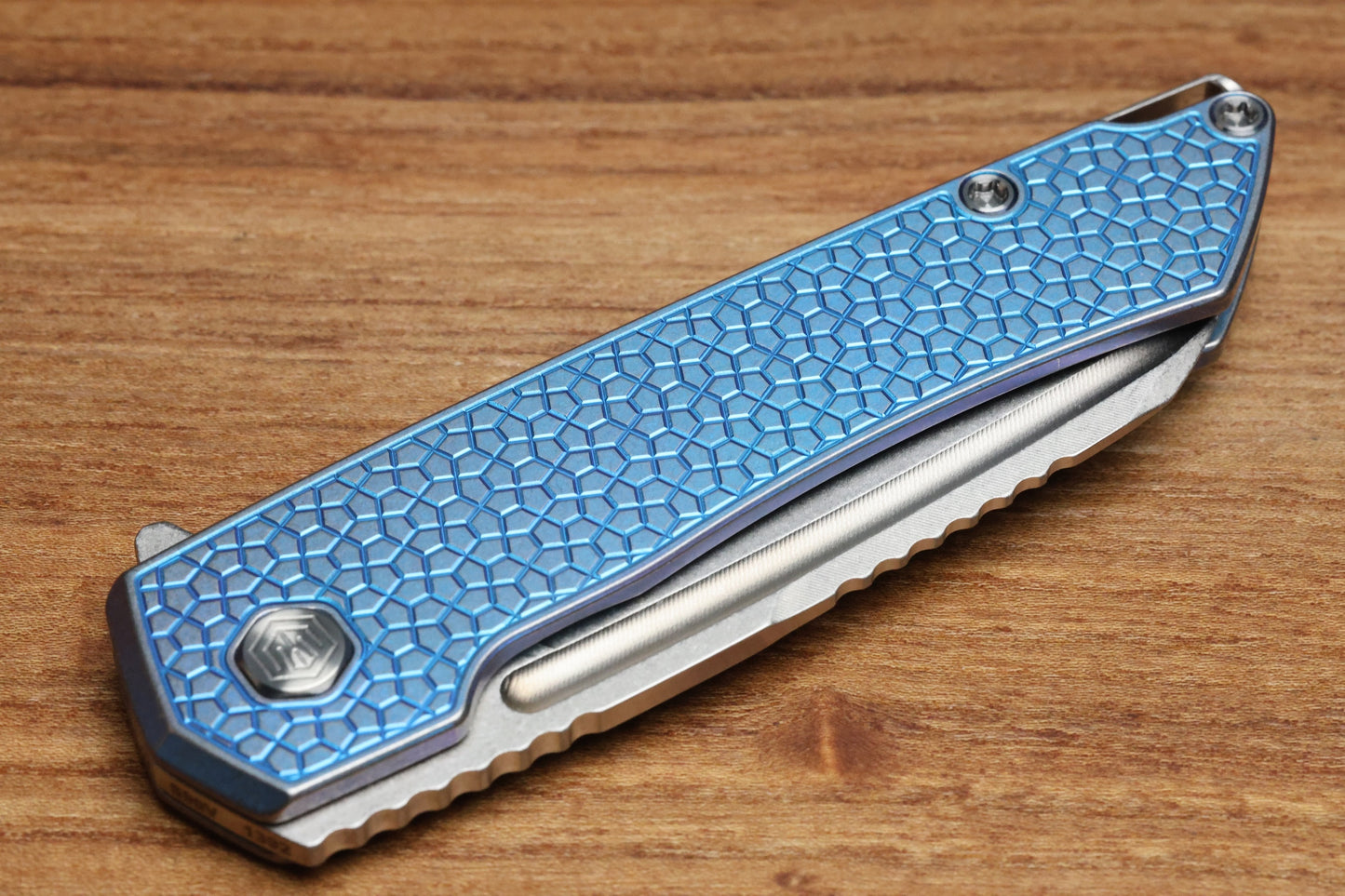 MACHINEWISE MOJAVE #1392 MILLED PATTERN BLUE ANO TITANIUM AND S90V BLADE