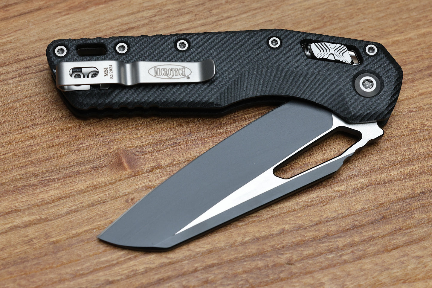 MICROTECH KNIVES MSI RAM LOK BLACK G-10 & TWO TONE BLACK M390MK 210-1 FLGTBK