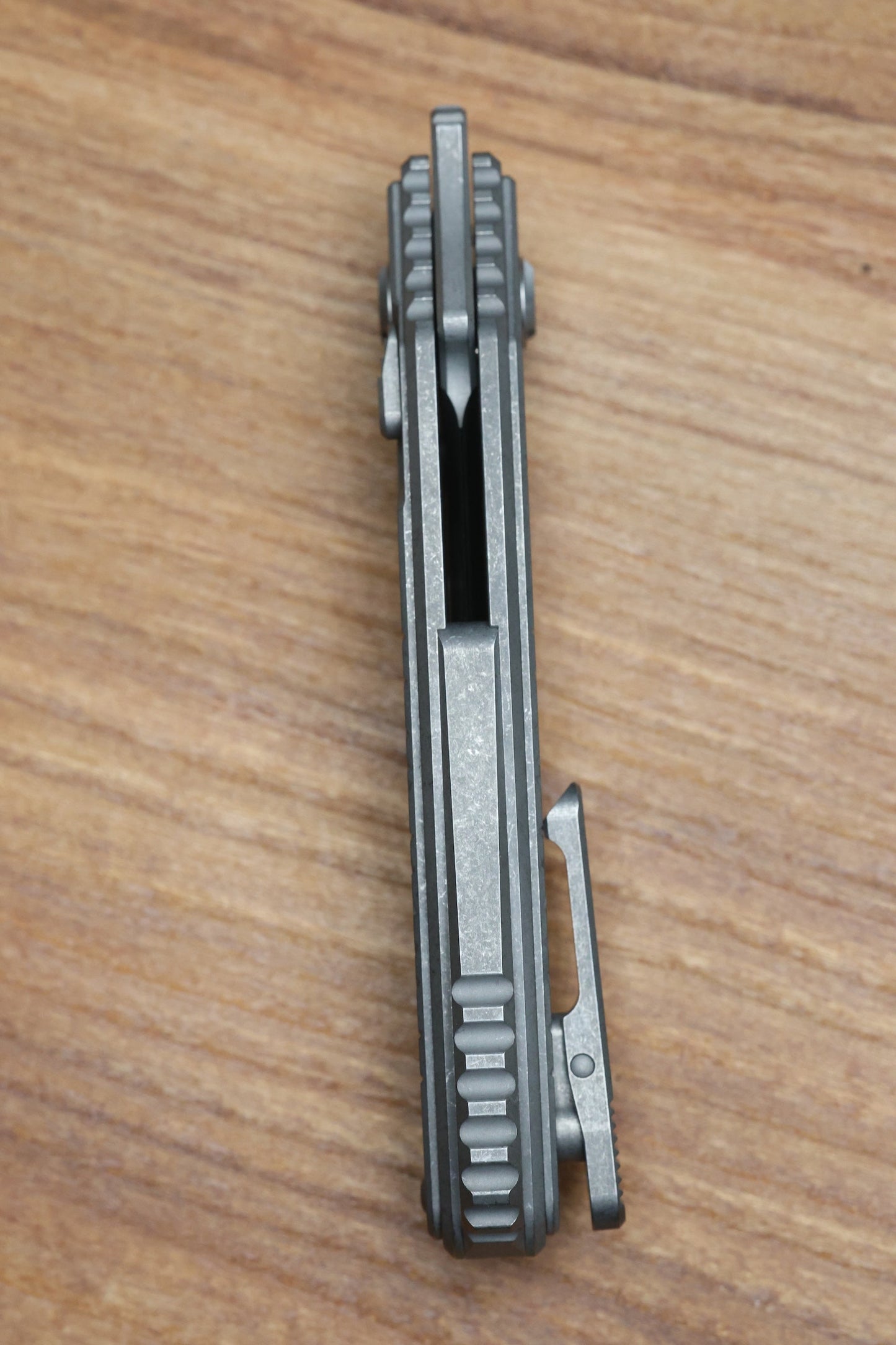 HAWK KNIFE DESIGNS TALON STONEWASHED M390 BLADE, TITANIUM HANDLE SCALES