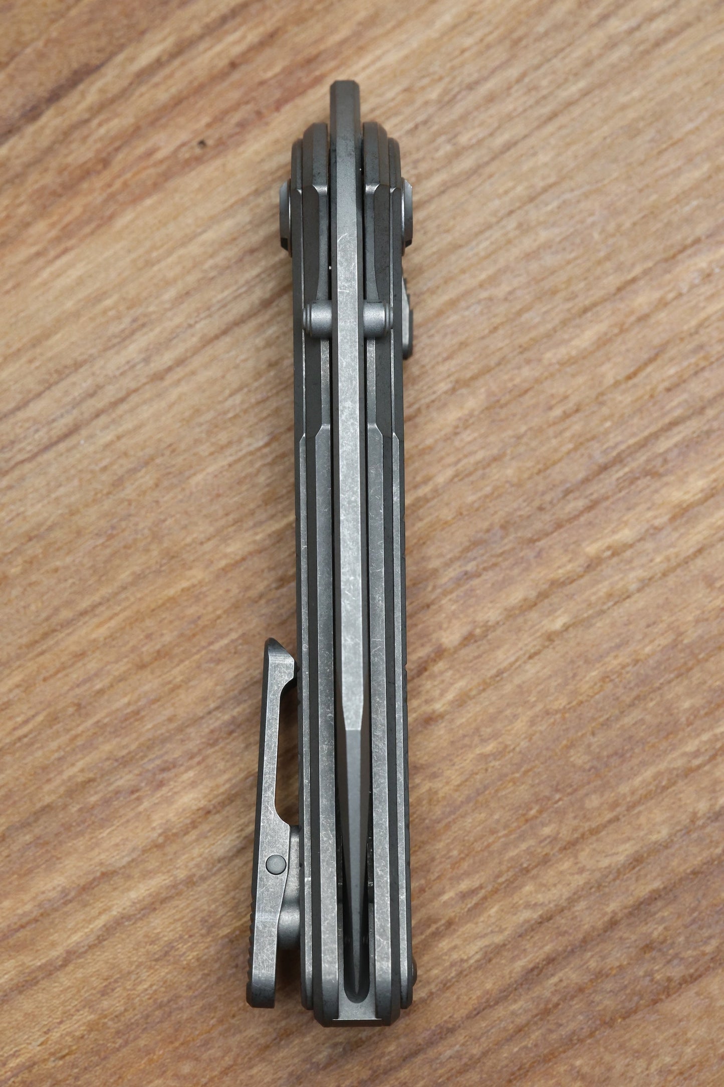 HAWK KNIFE DESIGNS TALON STONEWASHED M390 BLADE, TITANIUM HANDLE SCALES