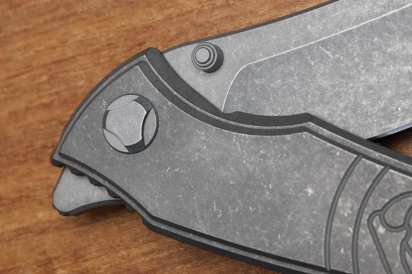 HAWK KNIFE DESIGNS TALON STONEWASHED M390 BLADE, TITANIUM HANDLE SCALES