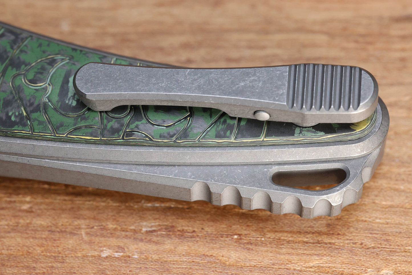 HAWK KNIFE DESIGNS TALON STONEWASHED M390 BLADE, TOXIC STORM FAT CARBON HANDLE OVERLAYS