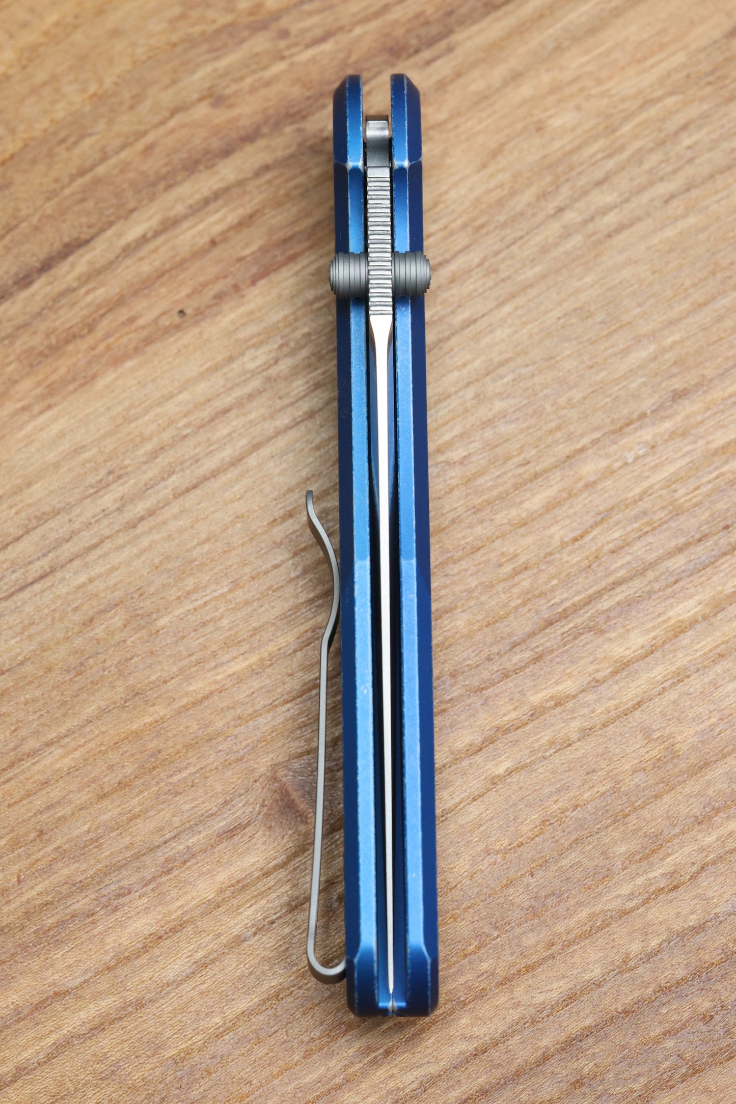 PRO-TECH AVALON PEACE NEIGHBOR W/ BATTLEWORN KNURLED BLUE ALUMINUM HANDLE & MAGNACUT PN1101-BW BLUE