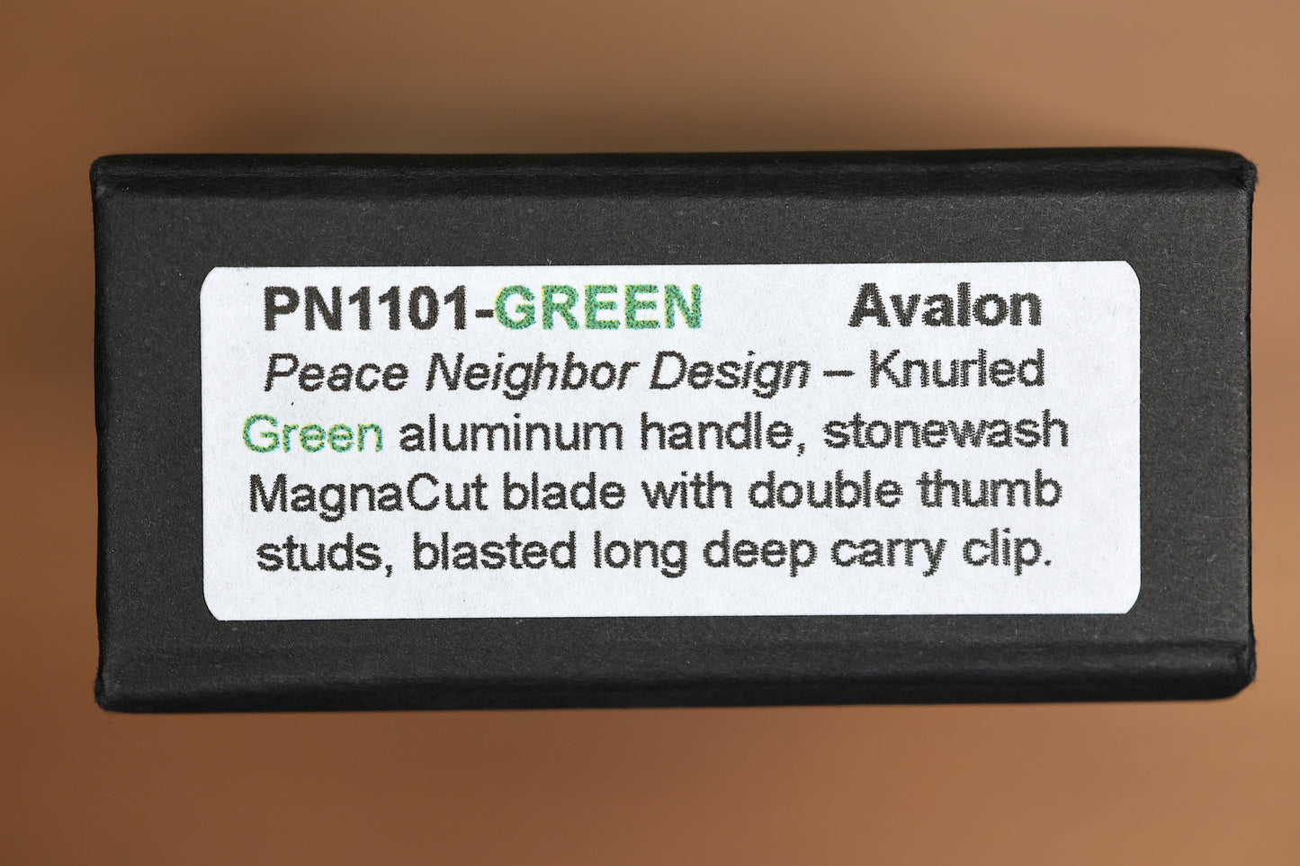 PRO-TECH AVALON PEACE NEIGHBOR W/ KNURLED GREEN ALUMINUM HANDLE & MAGNACUT PN1101-GREEN