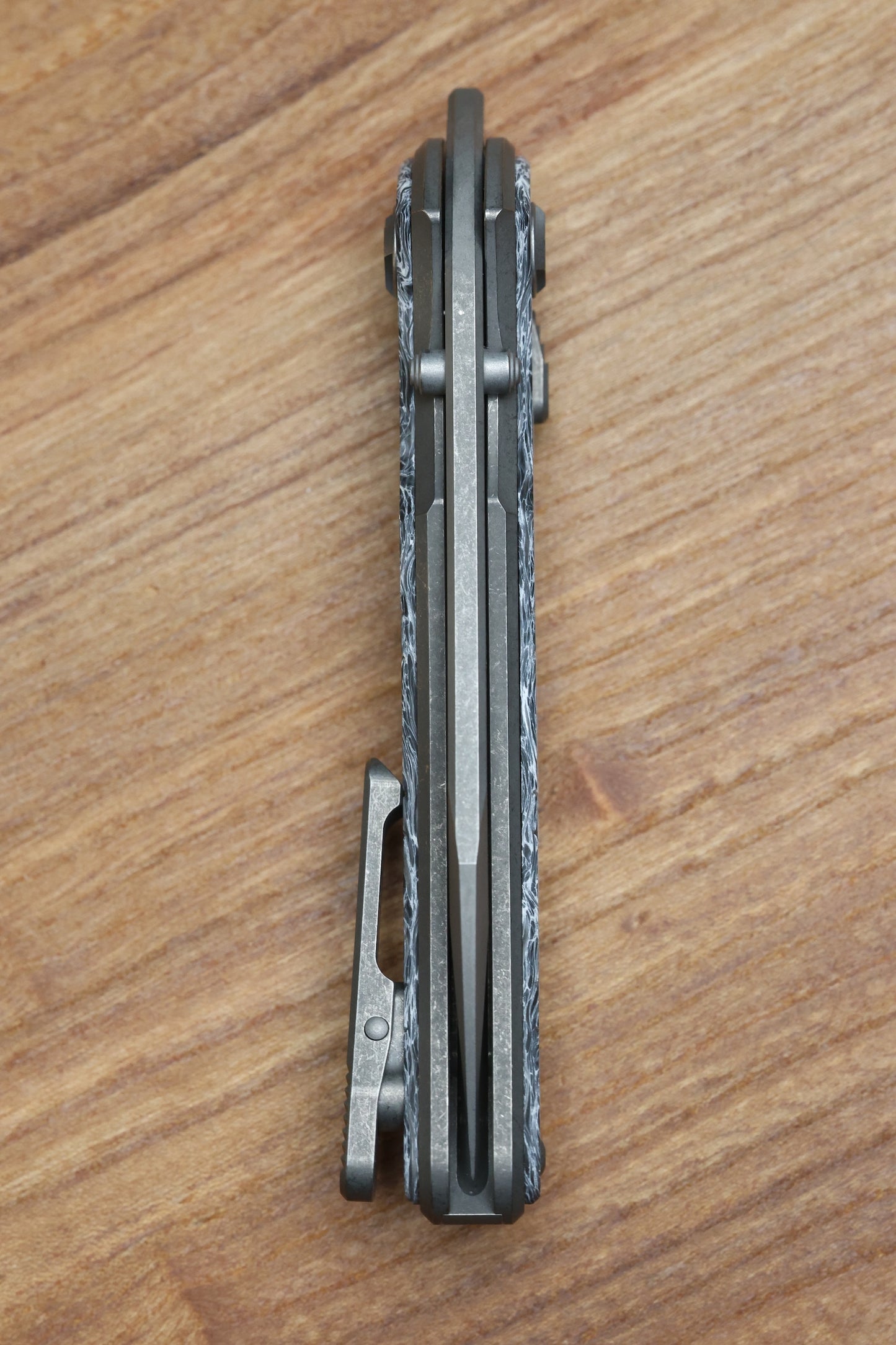 HAWK KNIFE DESIGNS TALON STONEWASHED M390 BLADE, POLAR FAT CARBON HANDLE OVERLAYS