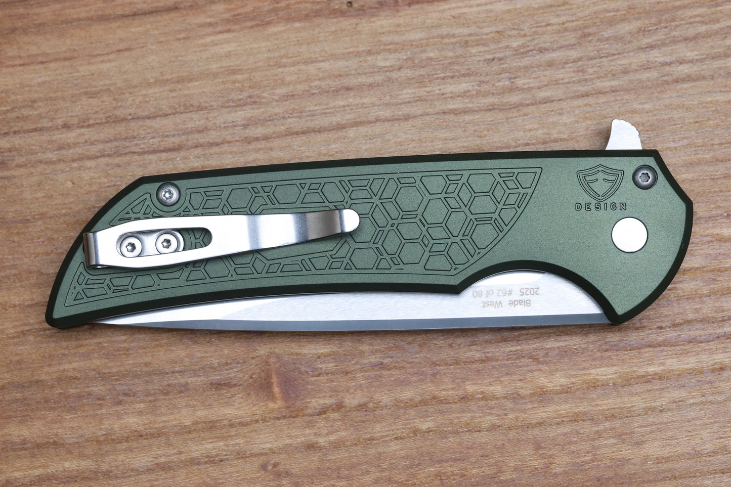 PRO-TECH MORDAX GRIDLOCK GREEN ALUMINUM HANDLE W/ MACHINE SATIN MAGNACUT BSW25.MORDAX.1