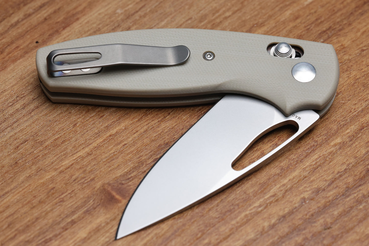 THREE RIVERS MANUFACTURING BULLDOG REV B RIVER-LOK DESERT TAN G10 MAGNACUT BLADE
