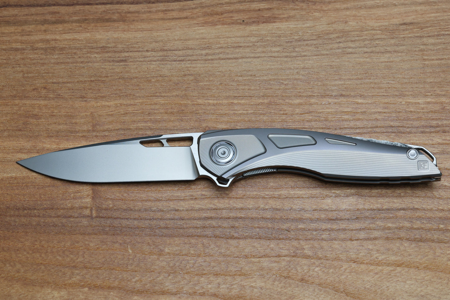CUSTOM KNIFE FACTORY SUKHOI-5 TITANIUM HANDLES W/ CRYSTAL TI BACKSPACER & M398