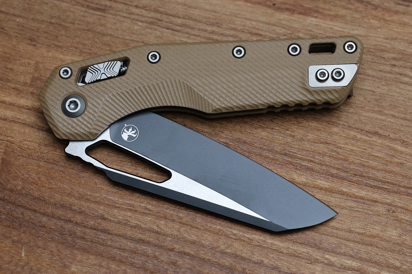 MICROTECH KNIVES MSI RAM LOK TAN G-10 & TWO TONE BLACK M390MK 210-1 FLGTTA