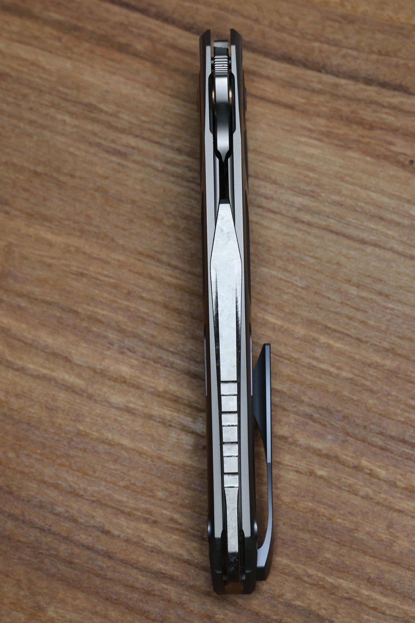 CUSTOM KNIFE FACTORY SUKHOI-5 TITANIUM HANDLES W/ CRYSTAL TI BACKSPACER & M398