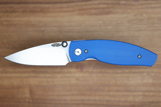 THREE RIVERS MANUFACTURING NEUTRON 2 LIZARD SKIN ROYAL BLUE G10 MAGNACUT BLADE