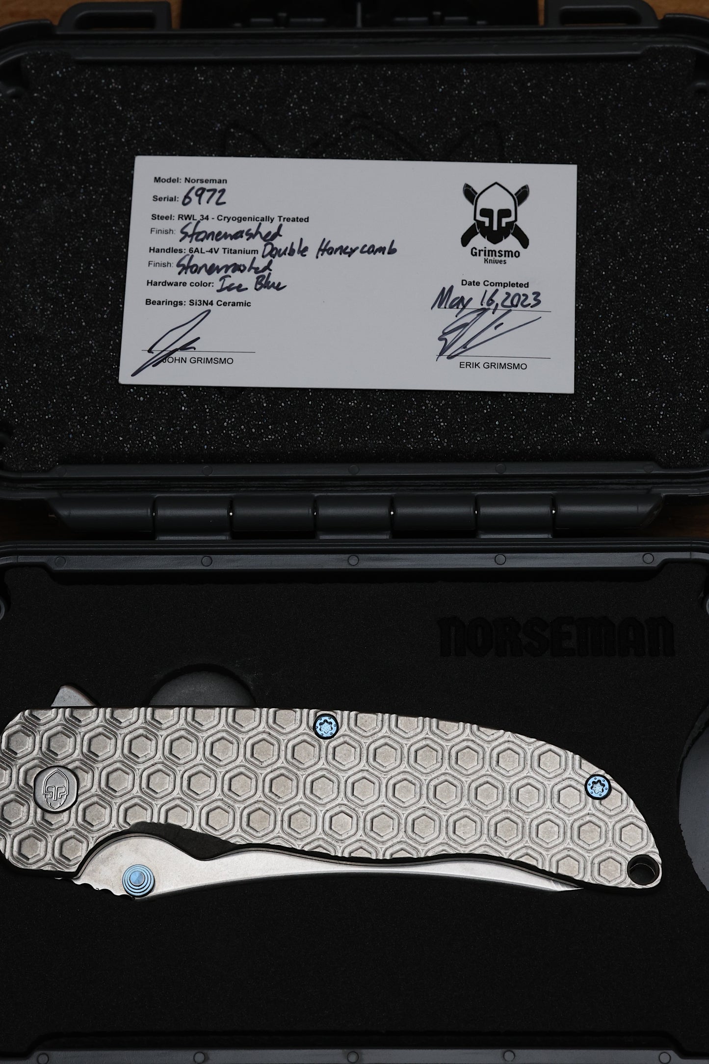 GRIMSMO NORSEMAN #6972 DOUBLE HONEY COMB - RWL 34 STONEWASHED BLADE