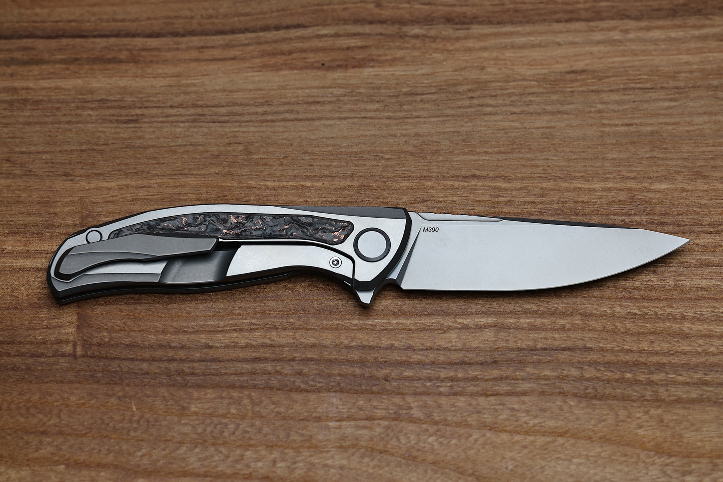 SHIROGOROV F95NL GEN. 5 - M390 BLADE - TITANIUM HANDLE - COPPER TECHNOCARBO INLAYS - MRBS