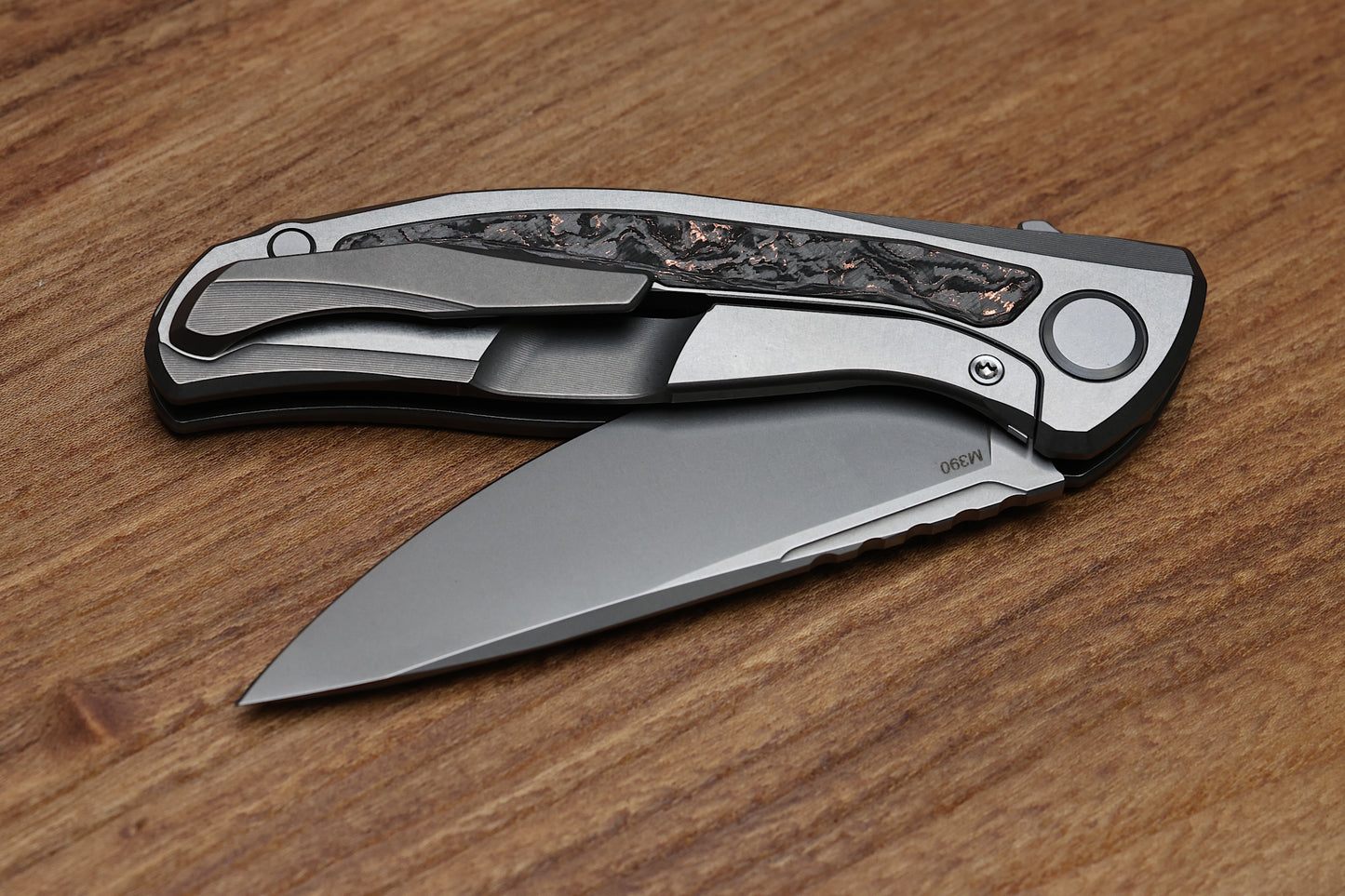 SHIROGOROV F95NL GEN. 5 - M390 BLADE - TITANIUM HANDLE - COPPER TECHNOCARBO INLAYS - MRBS