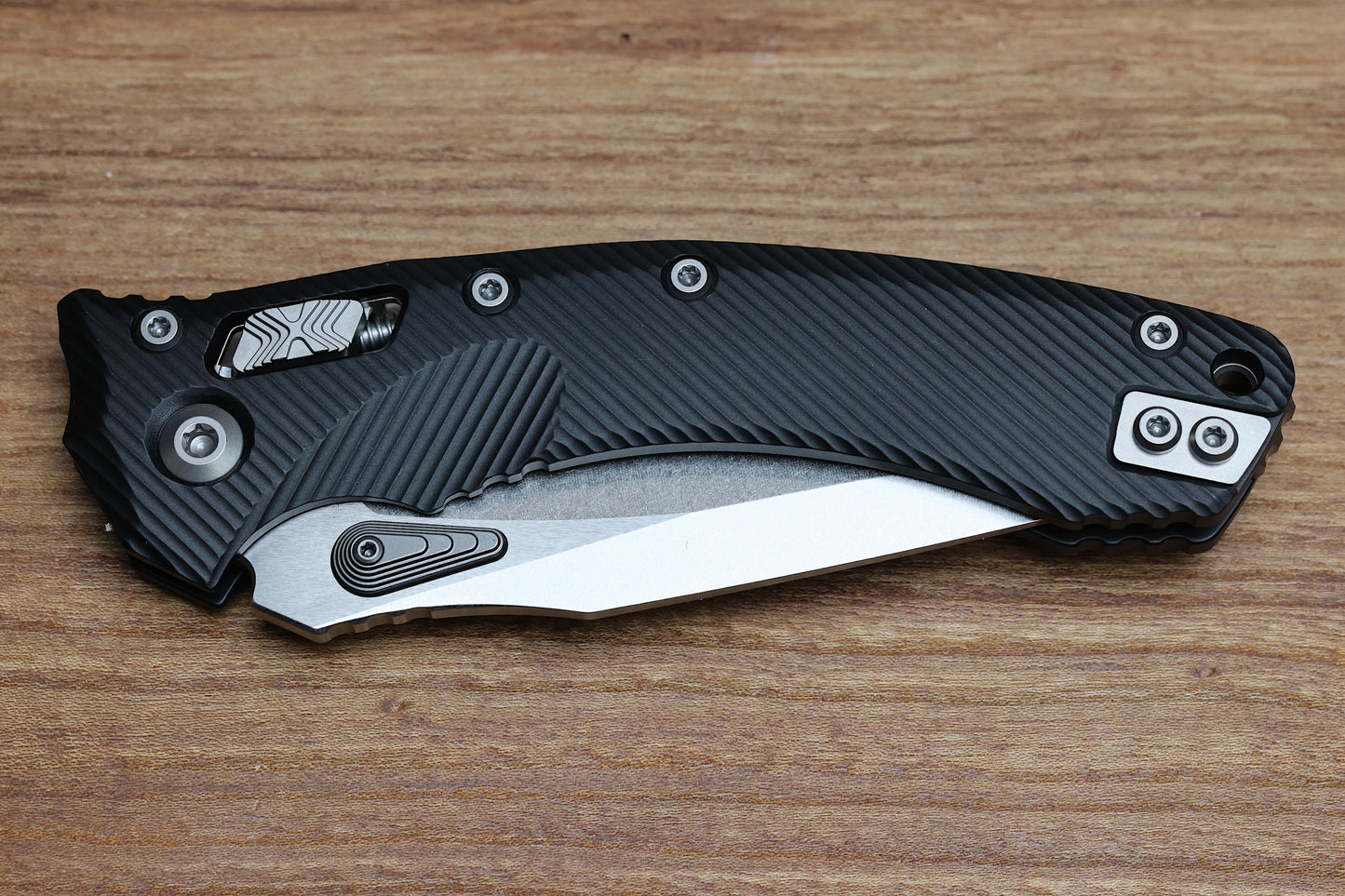 MICROTECH AMPHIBIAN RAM LOK BLACK FLUTED ALUMINUM & STONEWASH M390MK 137RL-10 FL