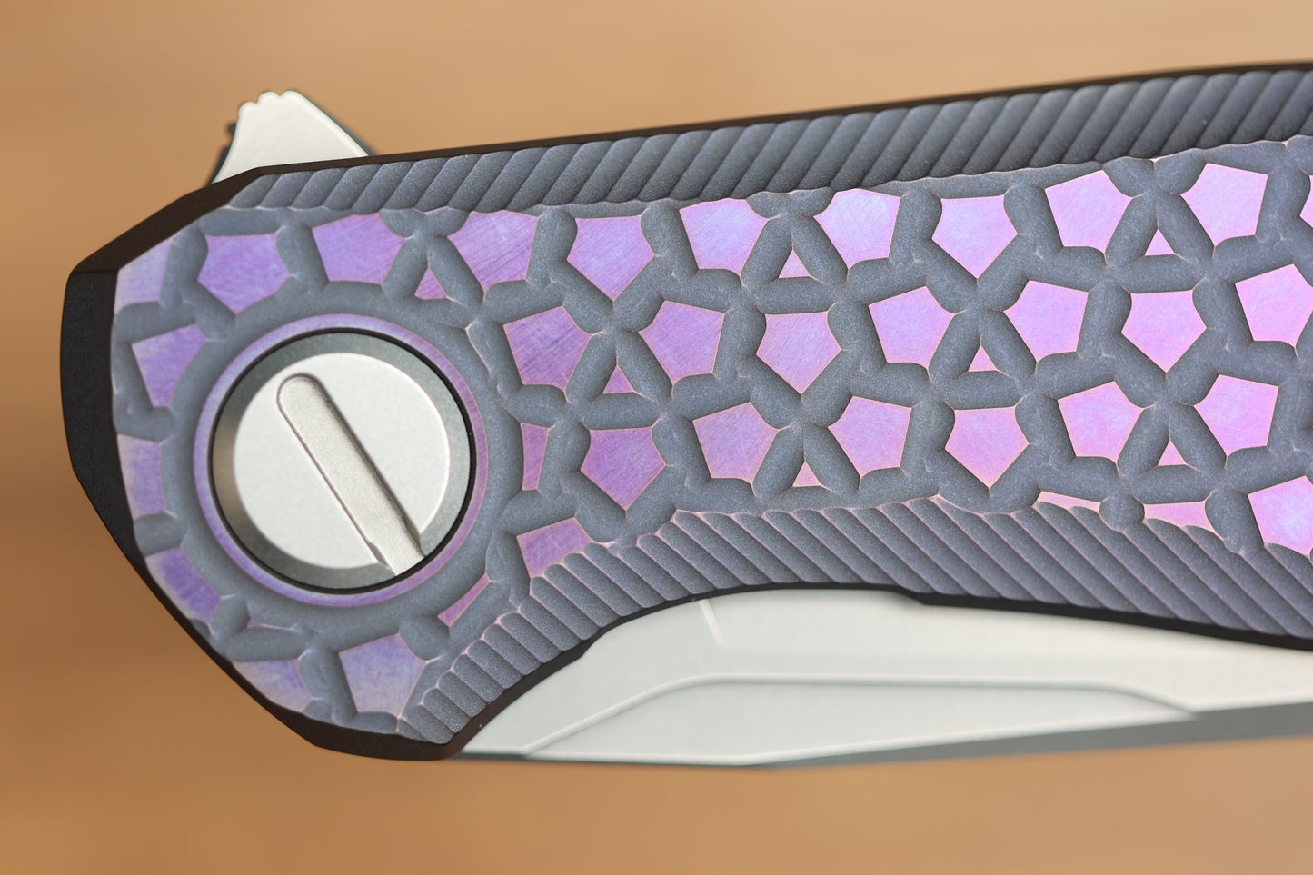 SHIROGOROV STELLAR BEAR PATTERN – PURPLE TITANIUM HANDLE – M390 BLADE – MRBS