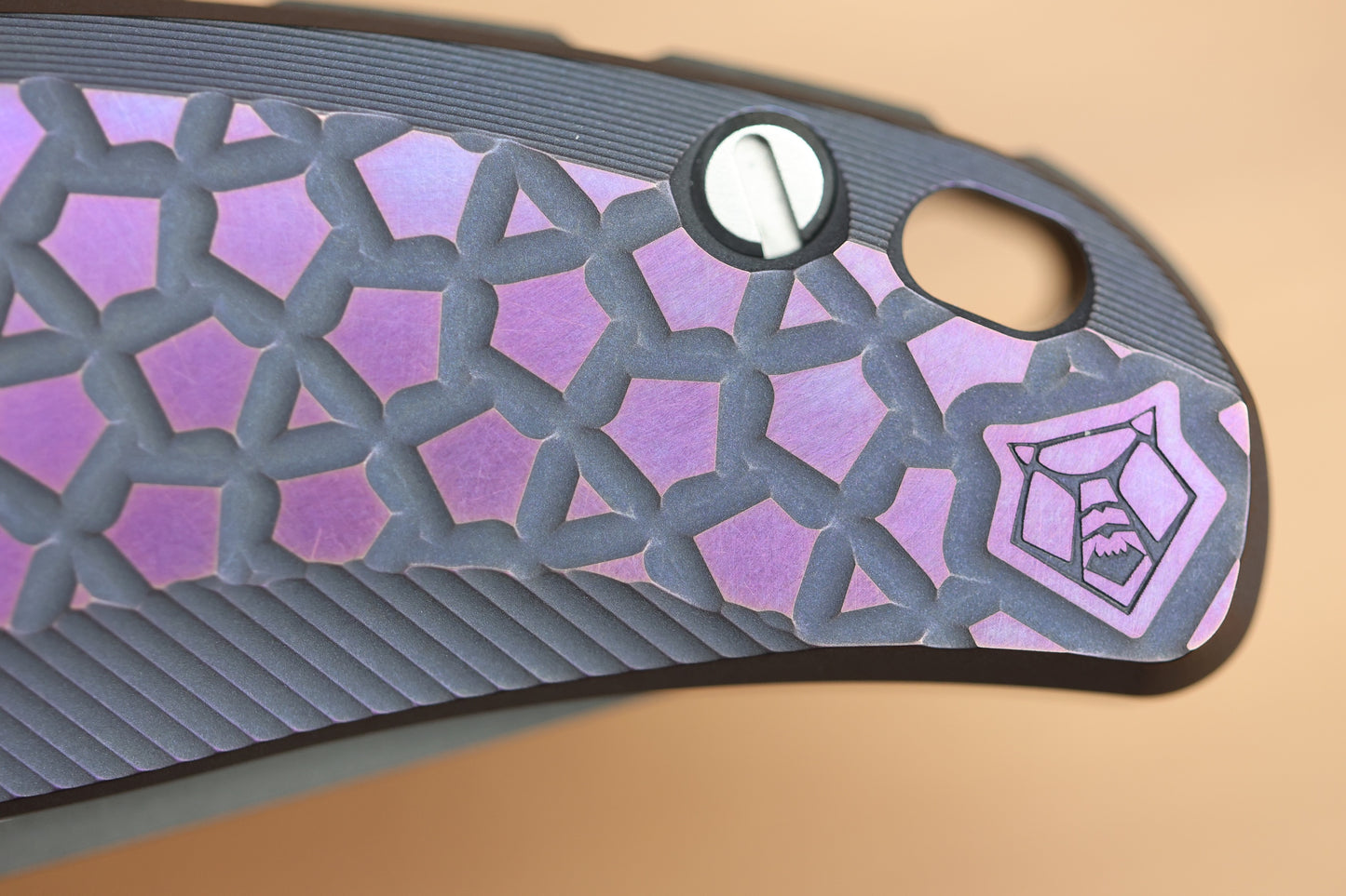 SHIROGOROV STELLAR BEAR PATTERN – PURPLE TITANIUM HANDLE – M390 BLADE – MRBS